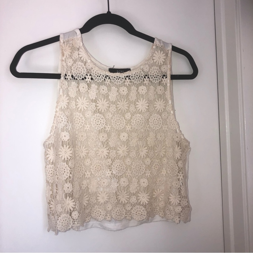 white boho flower crop tank top